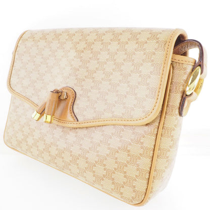 CELINE Shoulder Bag PVC beige Macadam Pattern Old Celine Women