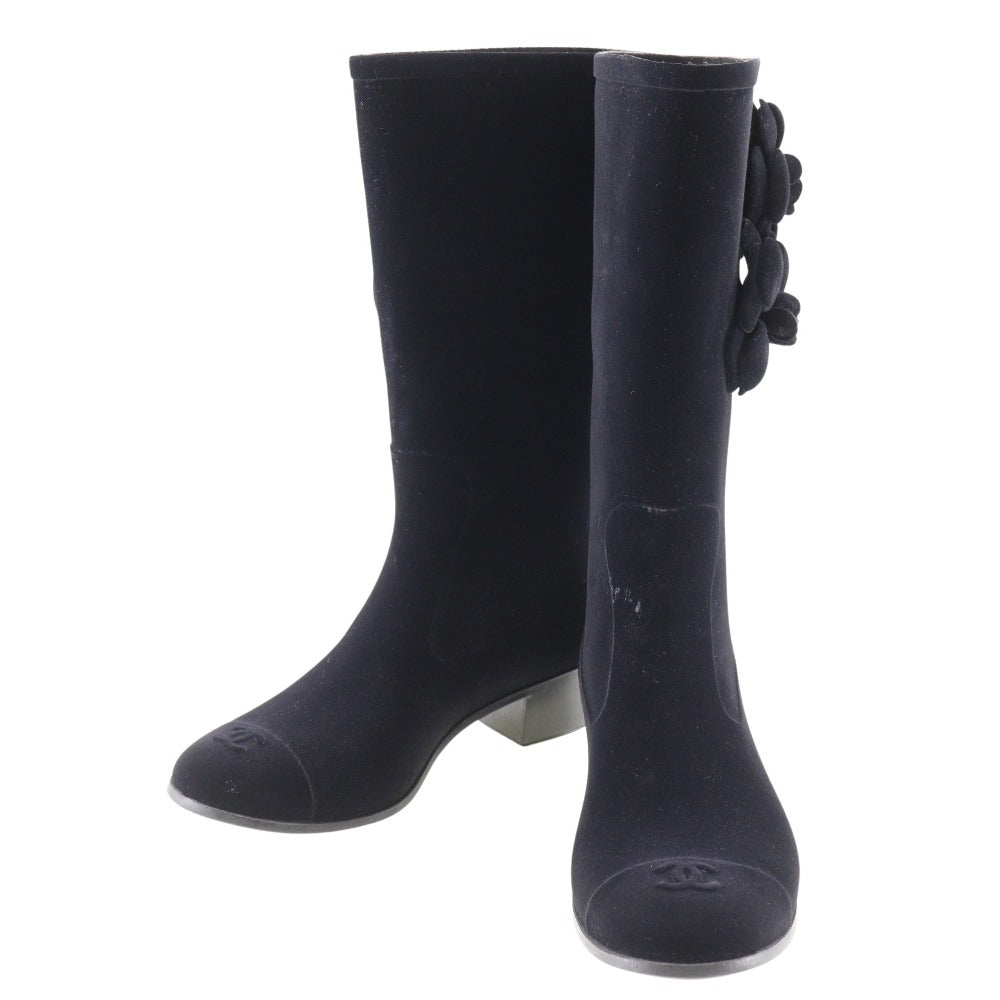 CHANEL boots G26648X31173 Suede black Camelia Women 37