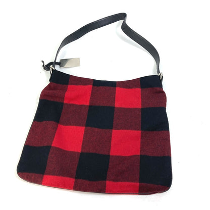 CELINE Shoulder Bag Cotton, Leather Red check Women