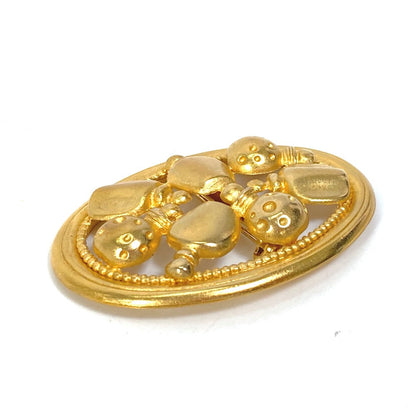 Christian Dior Brooch Gold Plated gold circle round vintage Perfume bottle motif Women