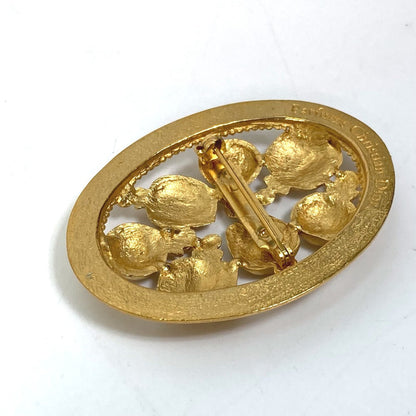 Christian Dior Brooch Gold Plated gold circle round vintage Perfume bottle motif Women