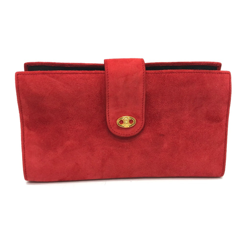 CELINE Accessory case suede Red Jewelry case logo Women