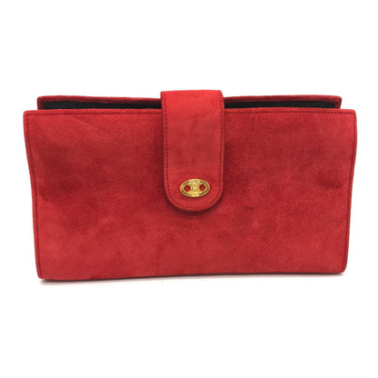 CELINE Accessory case suede Red Jewelry case logo Women