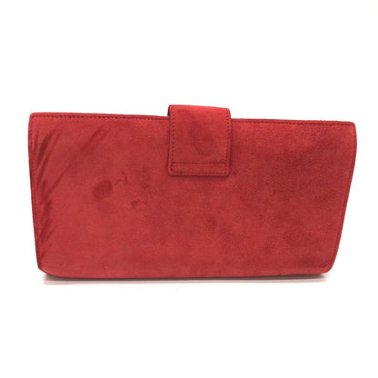 CELINE Accessory case suede Red Jewelry case logo Women