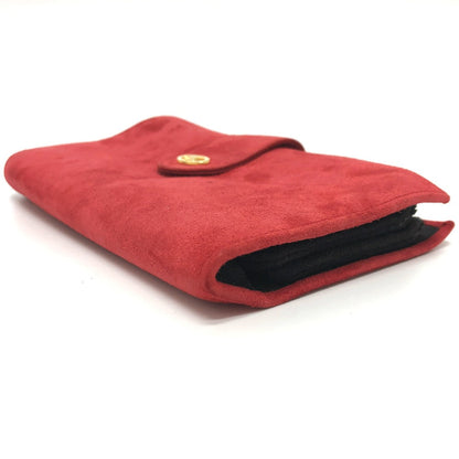 CELINE Accessory case suede Red Jewelry case logo Women