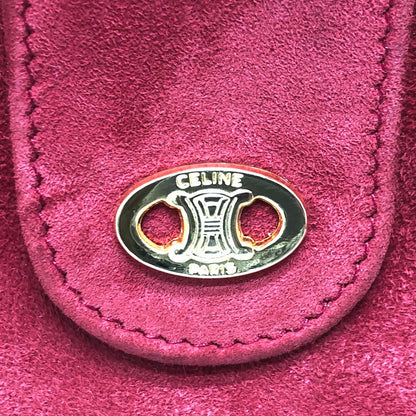 CELINE Accessory case suede Red Jewelry case logo Women