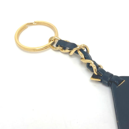 CHANEL Key ring Metal, Leather Gold Metal 94P Triangular plate