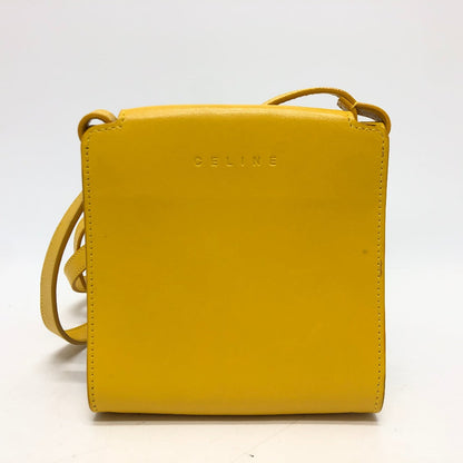 CELINE Shoulder Bag Leather / canvas Yellow / beige flour