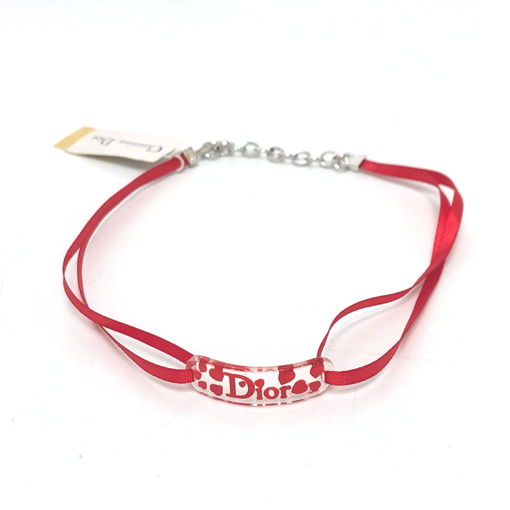 Dior choker plastic Clear x red logo heart plate Women