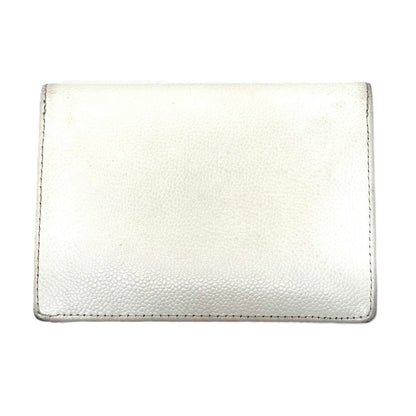CHANEL Folded wallet Caviar skin white COCO Mark Women