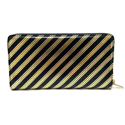 BALENCIAGA Long Wallet Purse 392124 leather Black x Gold stripe unisex(Unisex)