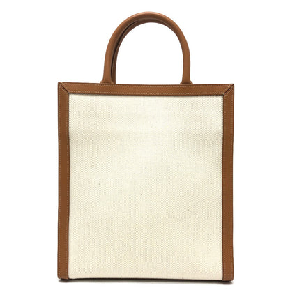 CELINE Tote Bag 192082BNZ.02NT Leather / canvas Beige x brown Small Bar Tikal Kaba Women