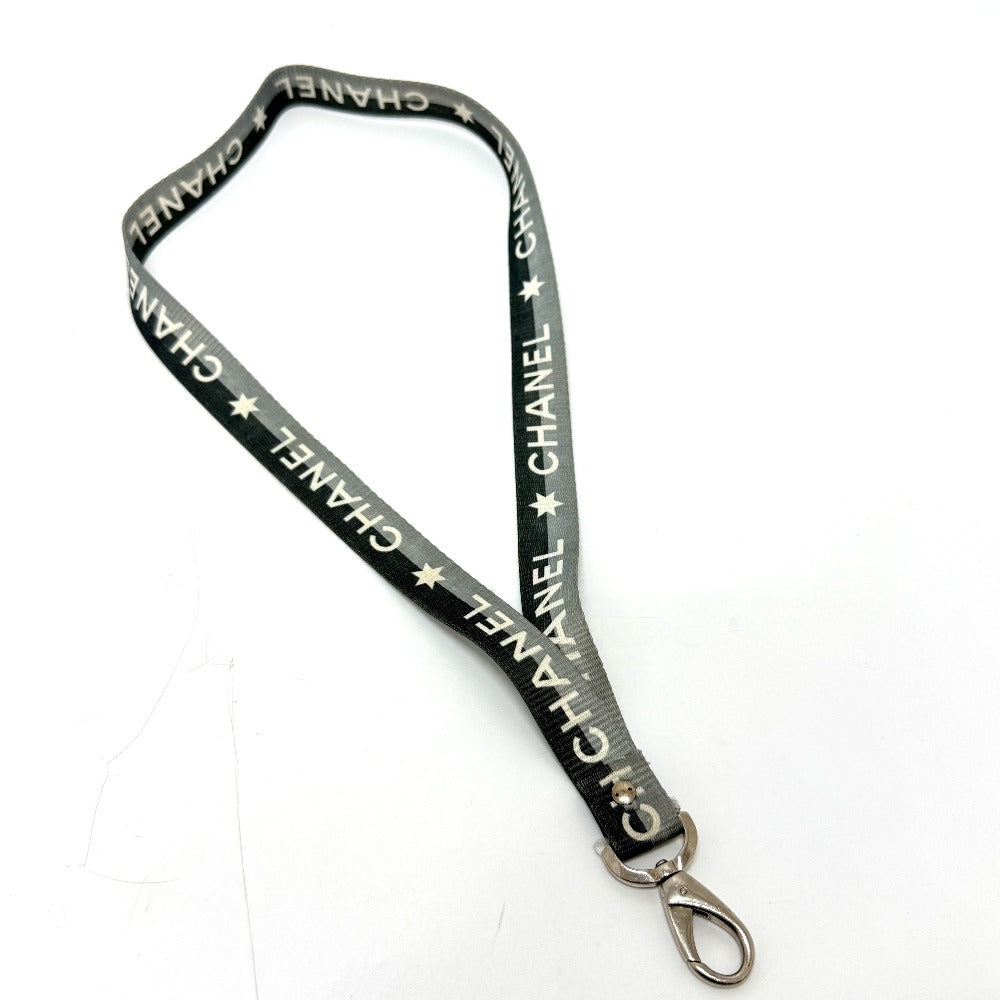 CHANEL strap canvas gray 01P logo neck strap Women