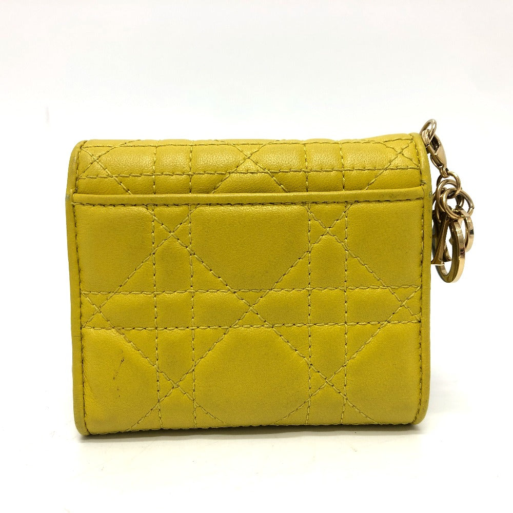 Dior Trifold wallet leather Gold Metal lady dior cannage lotus wallet Women