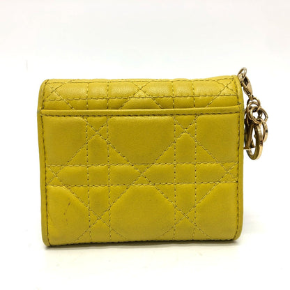 Dior Trifold wallet leather Gold Metal lady dior cannage lotus wallet Women