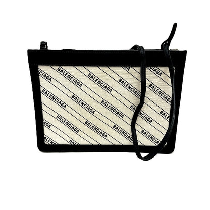BALENCIAGA Shoulder Bag 528147 Leather / canvas White x black Overall handle Women