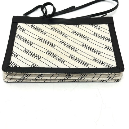 BALENCIAGA Shoulder Bag 528147 Leather / canvas White x black Overall handle Women