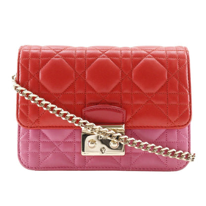 Christian Dior Shoulder Bag S0252OTRI M79D lambskin Red/pink 2-way clutch Canage ChainShoulder Women