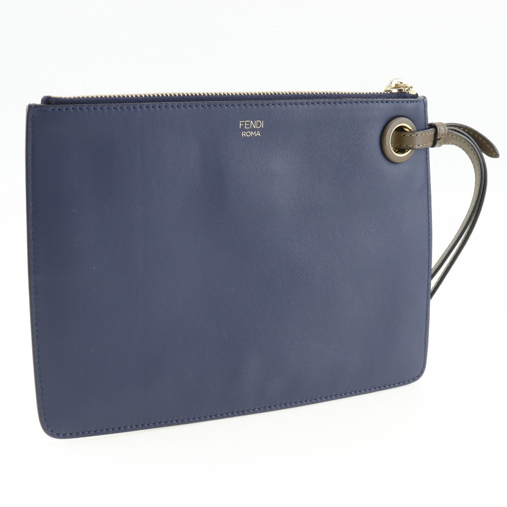 FENDI Clutch bag 8BS020 leather blue FILA collaboration Fendi Mania unisex(Unisex)