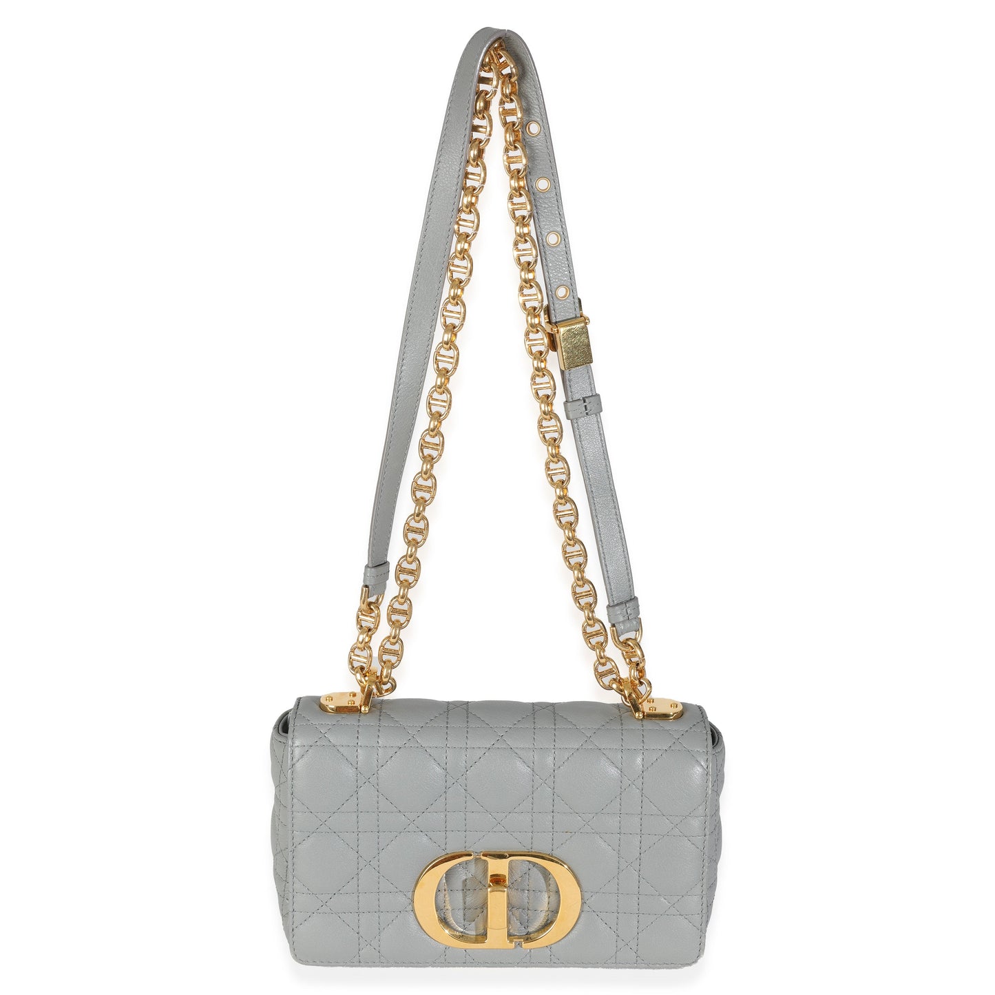 Dior Blue Supple Calfskin Small Caro Chain Bag
