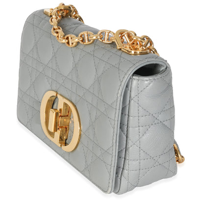 Dior Blue Supple Calfskin Small Caro Chain Bag