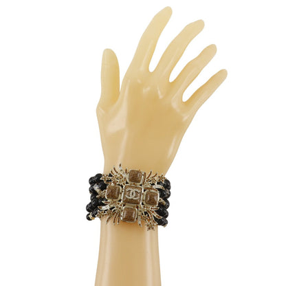CHANEL bracelet Plated Gold, Rhinestones black COCO Mark