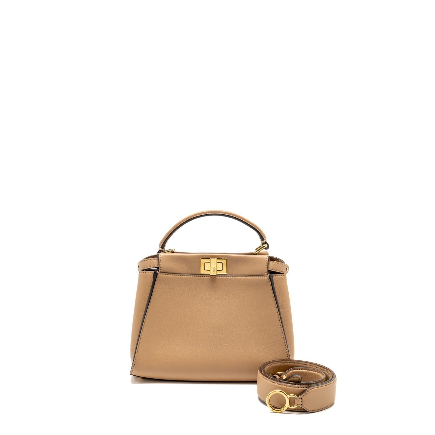 FENDI Mini Peekaboo Calfskin Beige