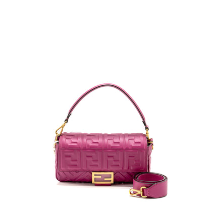 Fendi Baguette Purse Embossed Nappa Leather Pink
