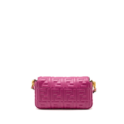 Fendi Baguette Purse Embossed Nappa Leather Pink