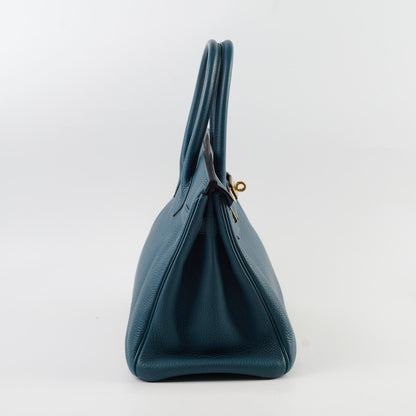 Hermes Birkin GHW 30 Blue Colvert X Stamp