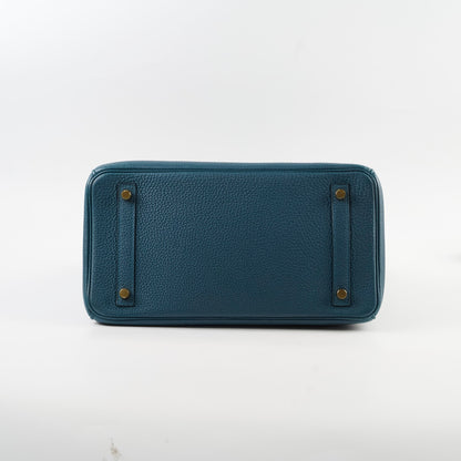Hermes Birkin GHW 30 Blue Colvert X Stamp