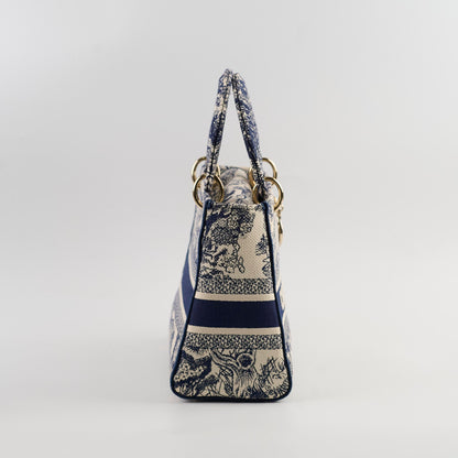 Christian Dior Medium Lady D-Lite Bag Blue/White