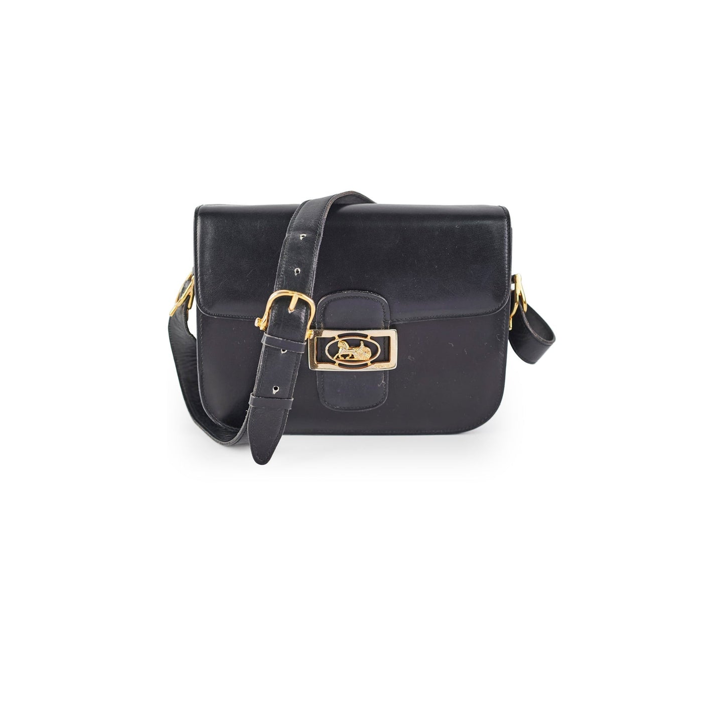Luxury CELINE Vintage Horse Carriage Bag Black