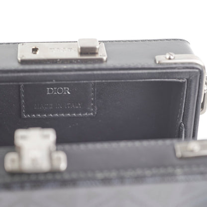 Christian Dior Mini Lock Canvas Crossbody Bag Black/Blue