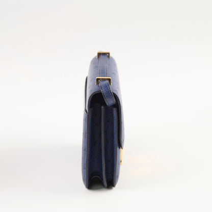 Hermes 18 Constance Bleu Saphir Ostrich Z Stamp
