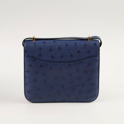 Hermes 18 Constance Bleu Saphir Ostrich Z Stamp