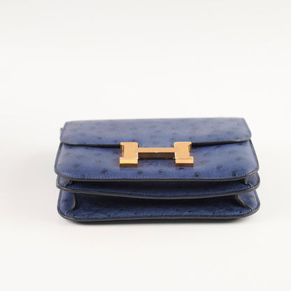 Hermes 18 Constance Bleu Saphir Ostrich Z Stamp