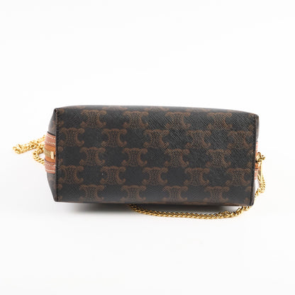 Luxury CELINE Medium Chain Bag Triomphe Canvas Tan