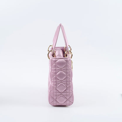 Dior Small Lady Dior Bag Pink Silk Crystals