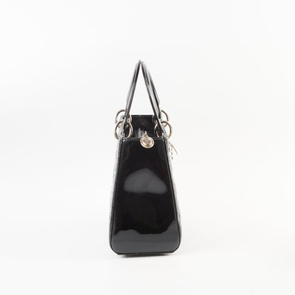 Christian Dior Medium Lady Dior Patent Black