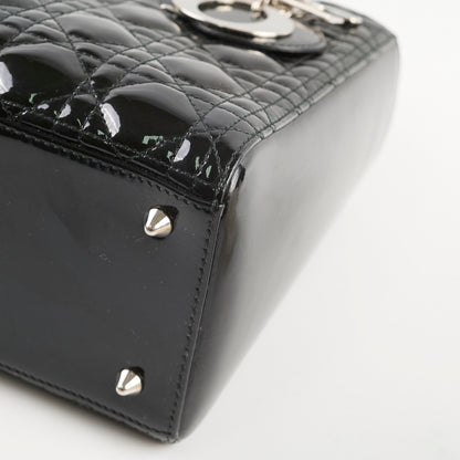 Christian Dior Medium Lady Dior Patent Black
