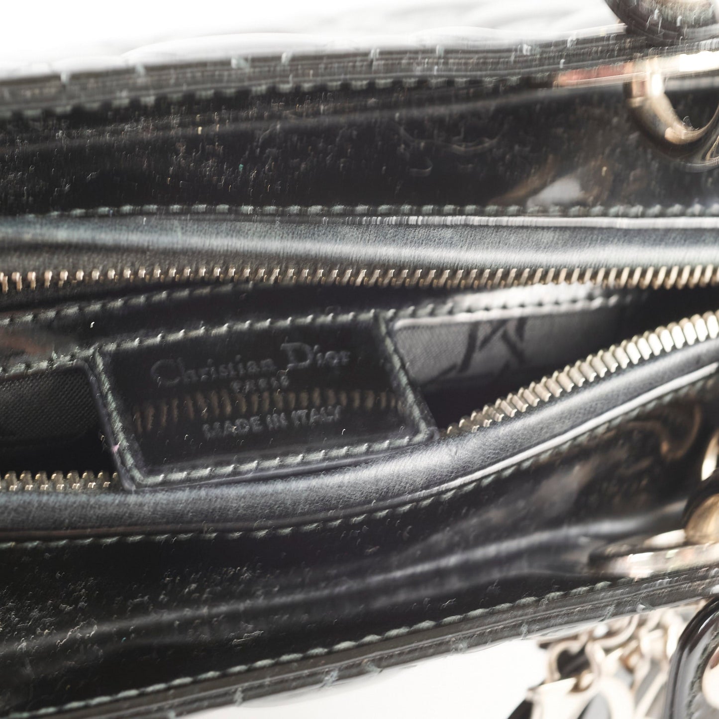 Christian Dior Medium Lady Dior Patent Black