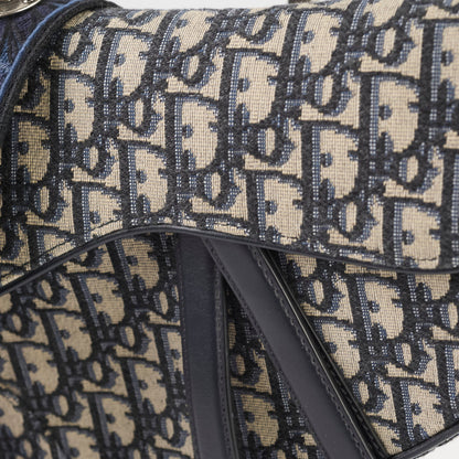 Christian Dior Medium Oblique Saddle Bag Navy