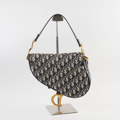 Christian Dior Medium Oblique Saddle Bag Navy