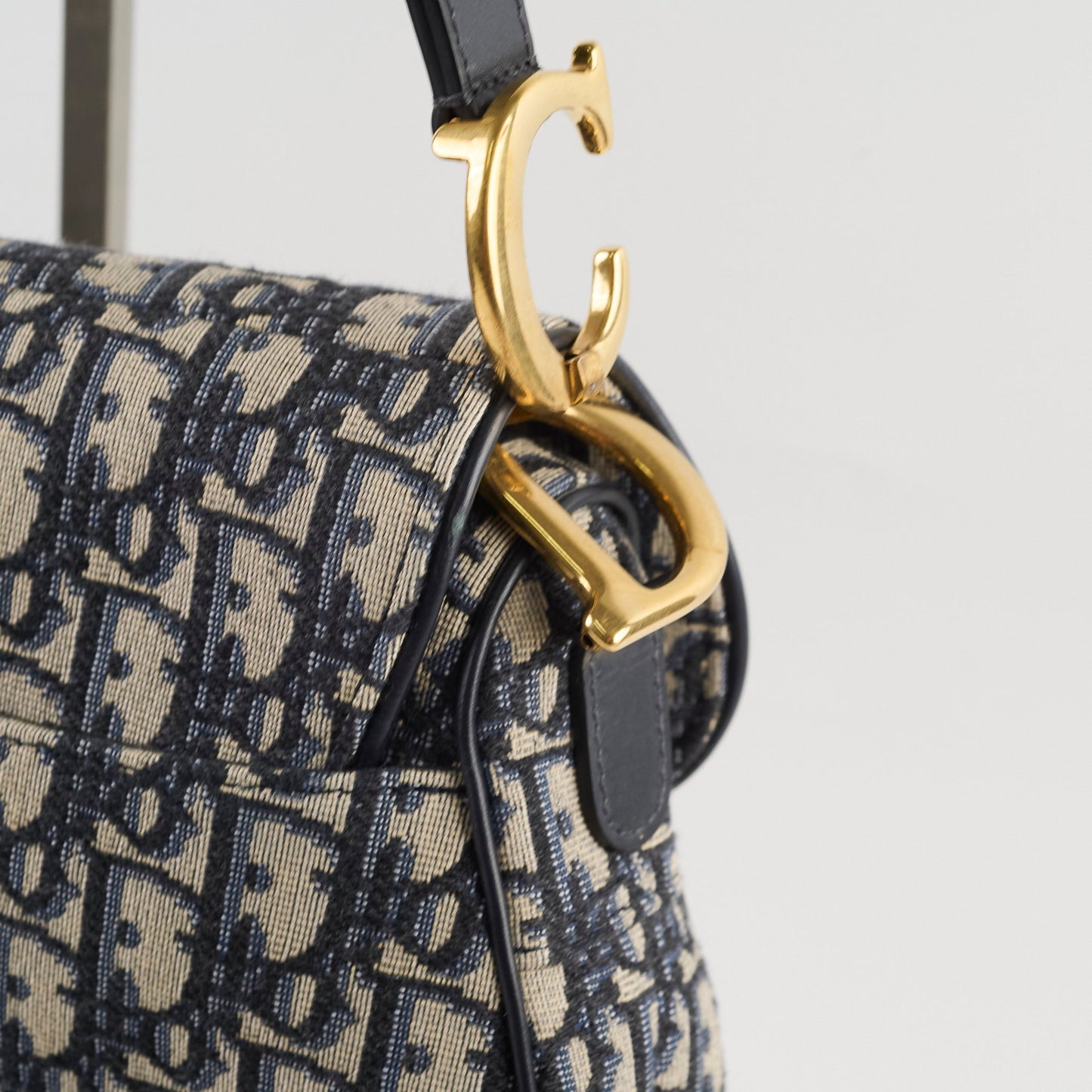 Christian Dior Medium Oblique Saddle Bag Navy