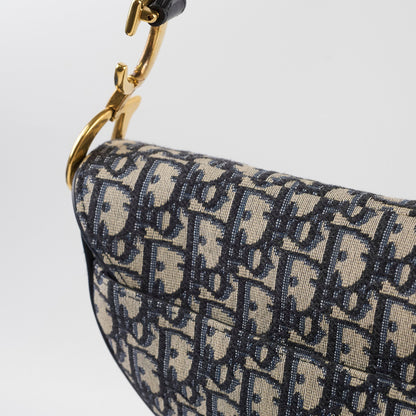 Christian Dior Medium Oblique Saddle Bag Navy