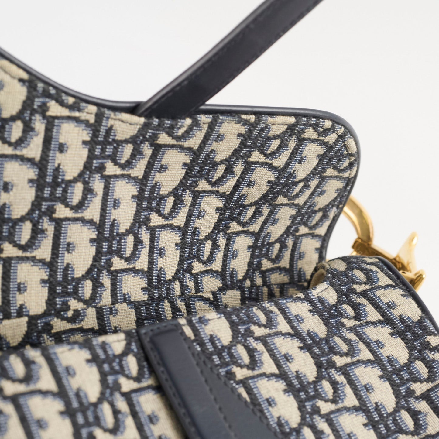 Christian Dior Medium Oblique Saddle Bag Navy