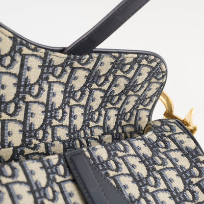 Christian Dior Medium Oblique Saddle Bag Navy