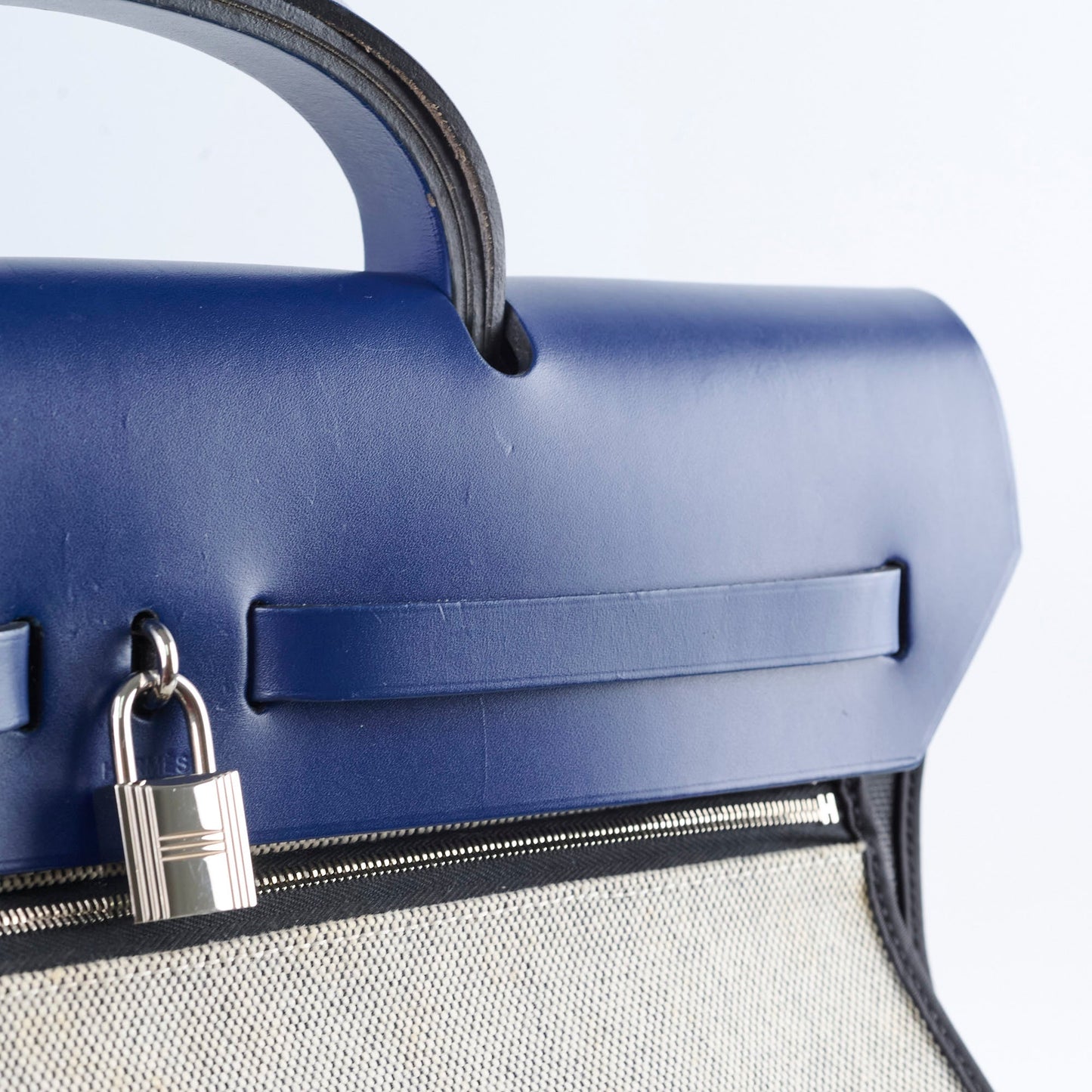 Hermes Herbag Zip 39 Bag Berline Canvas/Leather Black/Blue SHW