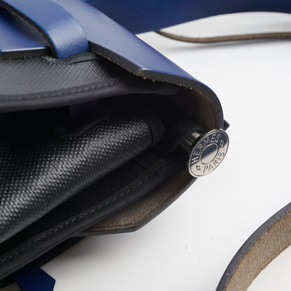 Hermes Herbag Zip 39 Bag Berline Canvas/Leather Black/Blue SHW